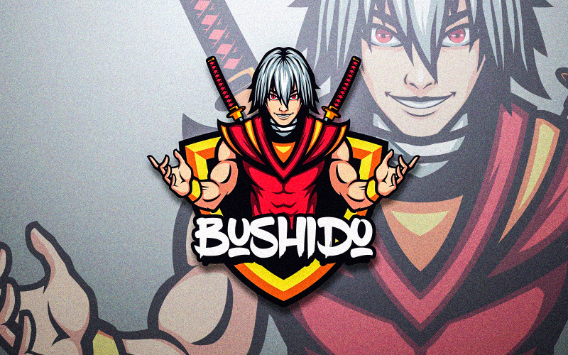 双武士刀剑浪人武士矢量吉祥物