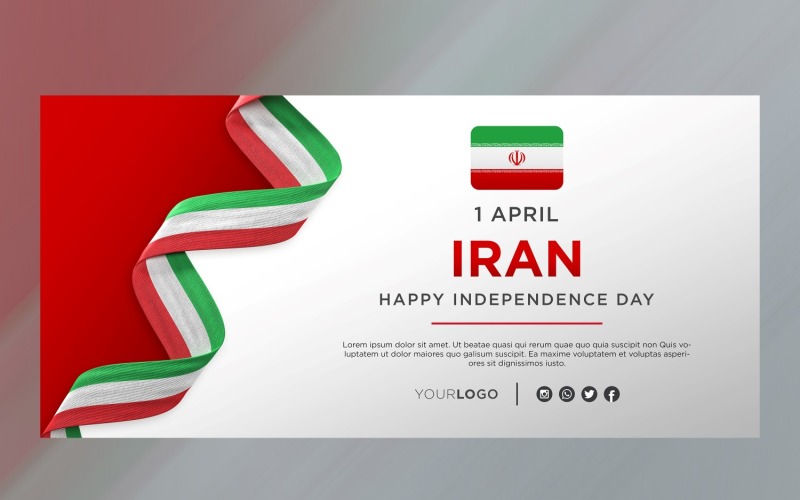 Bandiera di celebrazione del giorno dell'indipendenza nazionale dell'Iran, anniversario nazionale