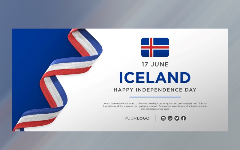 Bandiera di celebrazione del giorno dell'indipendenza nazionale dell'Islanda, anniversario nazionale