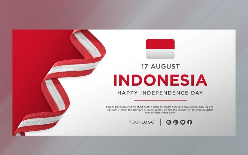 Banner voor de viering van de nationale onafhankelijkheidsdag van Indonesië, de nationale verjaardag