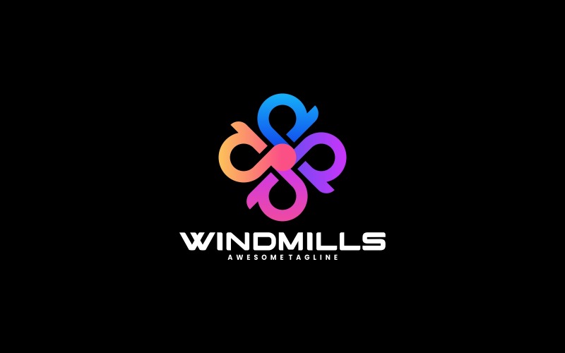 Buntes Logo mit Windmühlenverlauf 1