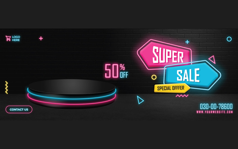 Diseño de banner de portada de Facebook de súper venta