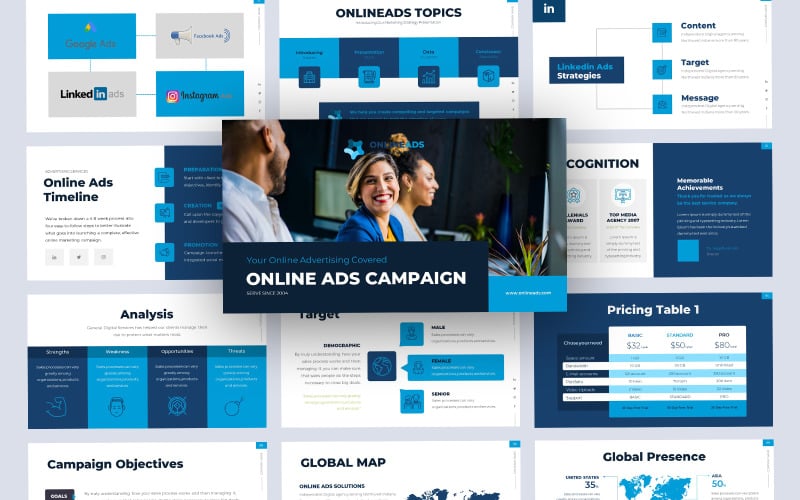 Šablona prezentací Google pro digitální marketing Adso