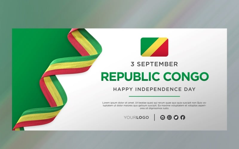 Bandiera della celebrazione del giorno dell'indipendenza nazionale della Repubblica del Congo, anniversario nazionale