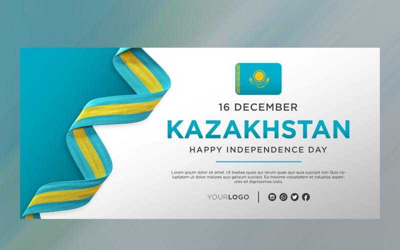 Bandiera di celebrazione del giorno dell'indipendenza nazionale del Kazakistan, anniversario nazionale