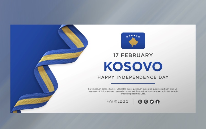 Bandiera di celebrazione del giorno dell'indipendenza nazionale del Kosovo, anniversario nazionale
