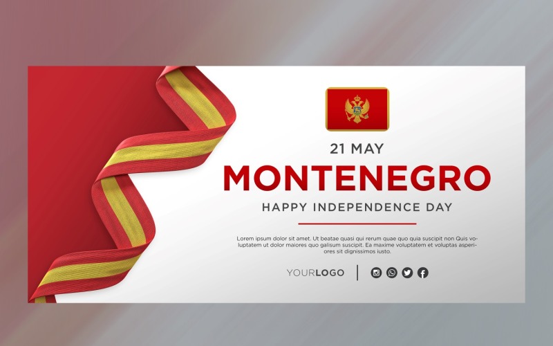 Bandiera di celebrazione del giorno dell'indipendenza nazionale del Montenegro, anniversario nazionale