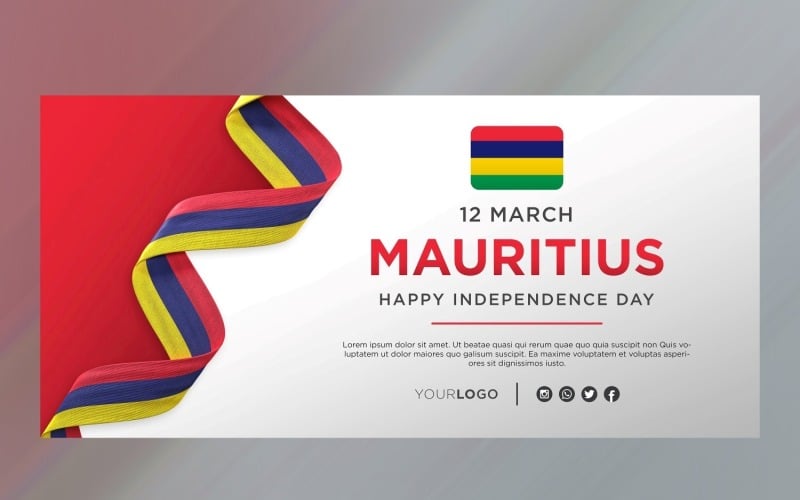 Bandiera di celebrazione del giorno dell'indipendenza nazionale delle Mauritius, anniversario nazionale
