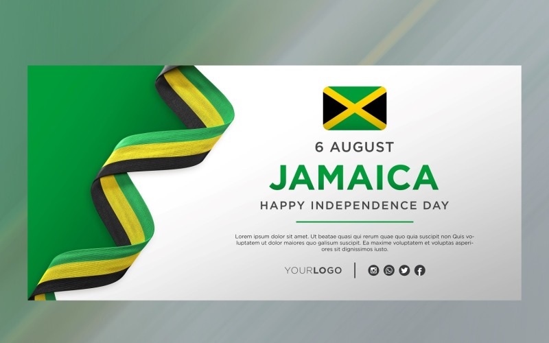 Banner di celebrazione del giorno dell'indipendenza nazionale della Giamaica, anniversario nazionale