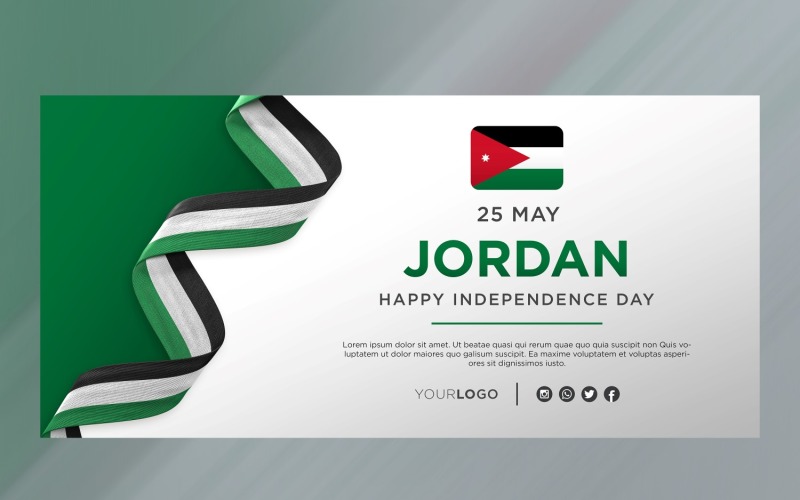 Banner di celebrazione del giorno dell'indipendenza nazionale della Giordania, anniversario nazionale