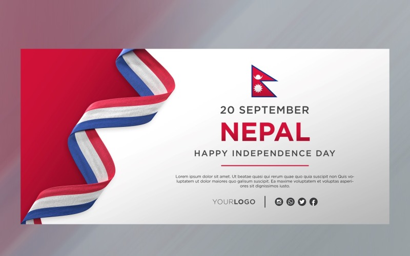 Bannière de célébration de la fête de l'indépendance du Népal, anniversaire national