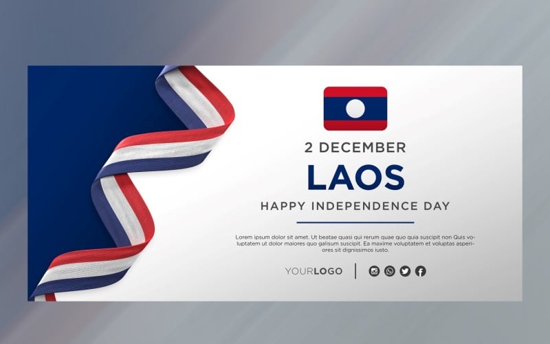 Bannière de célébration de la fête de l'indépendance nationale du Laos, anniversaire national