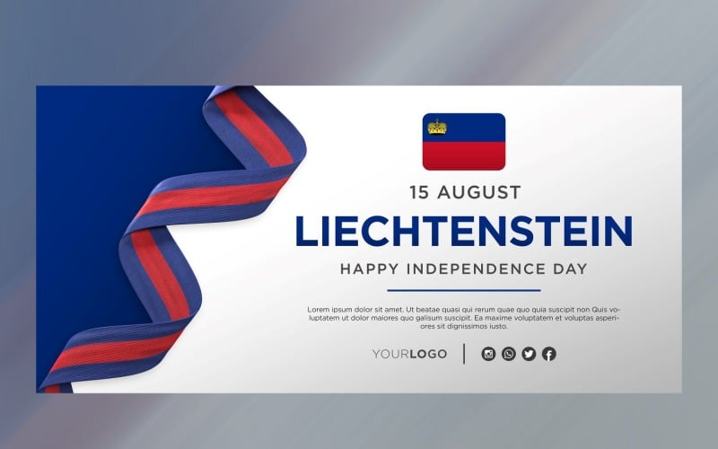Bannière de célébration de la fête de l'indépendance nationale du Liechtenstein, anniversaire national