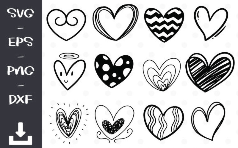 Doodle symbol srdce transparentní Logo