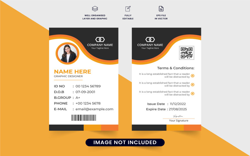 Modèle de carte d'identité prêt à imprimer