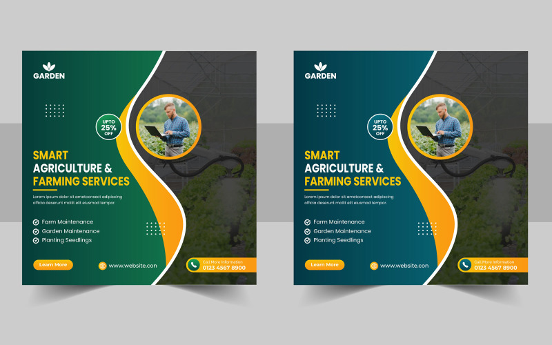 Bannière de publication sur les médias sociaux du service agricole Smart Agriculture