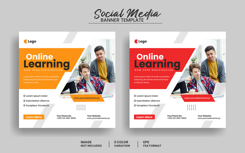 Modèle de bannière de publication de médias sociaux d'éducation moderne ou mise en page de flyer carré d'apprentissage en ligne