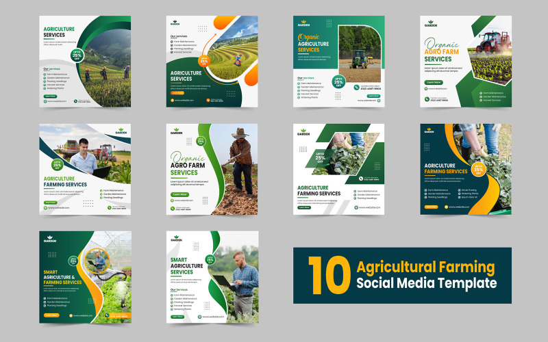 Agriculture farming service social media post banner template and agro ...