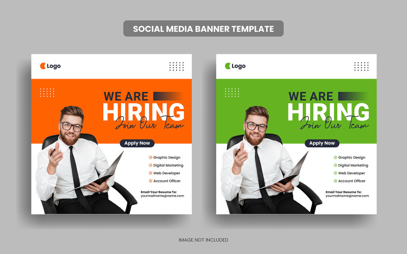 Wir stellen Banner-Vorlagen für Social-Media-Post-Banner und Web-Banner-Vorlagen für Stellenangebote ein