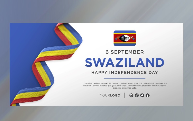 Bandiera di celebrazione del giorno dell'indipendenza nazionale dello Swaziland, anniversario nazionale