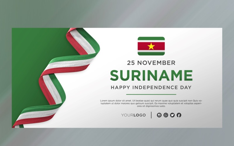 Bannière de célébration de la fête de l'indépendance nationale du Suriname, anniversaire national