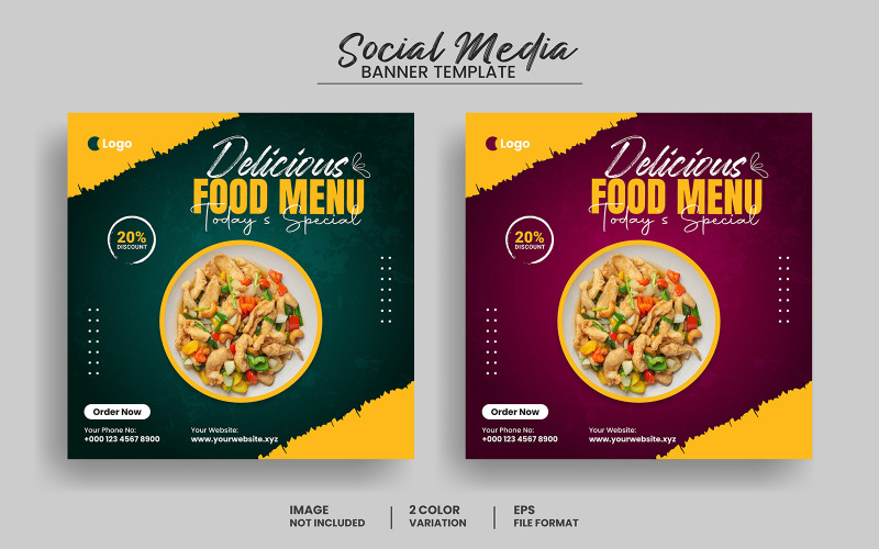 Modelo de banner de postagem de mídia social de menu de comida especial