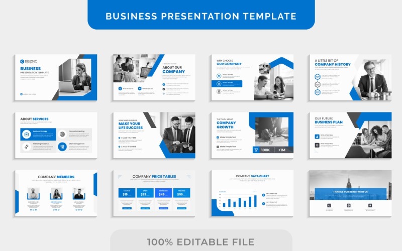 Modello di progettazione di diapositive di presentazione aziendale di marketing aziendale