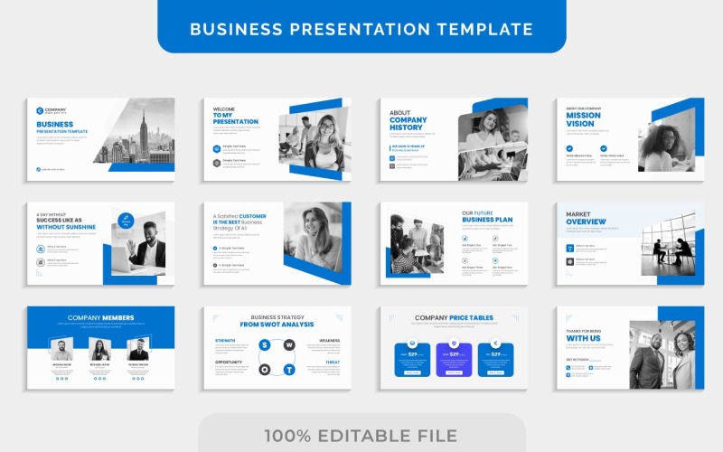 Plantilla de diseño de diapositivas de presentación de agencia de negocios de marketing corporativo