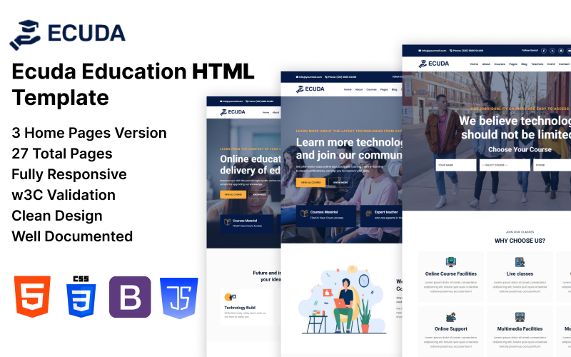 Ecuda - Utbildning & onlinekurser HTML-mall