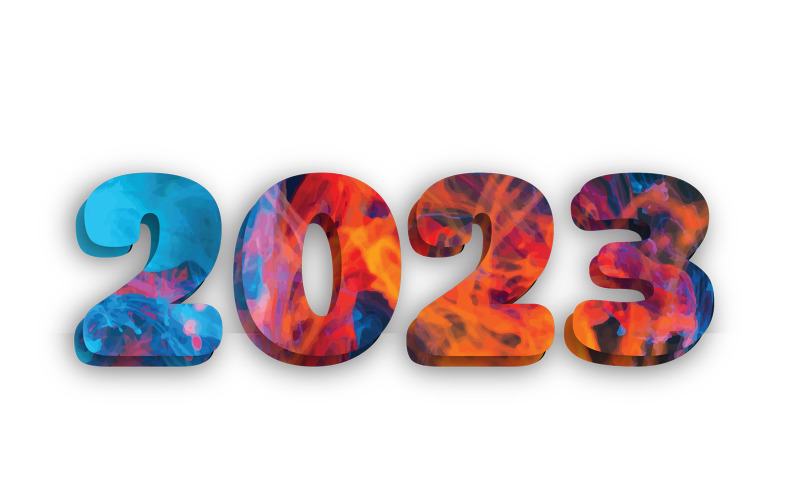 2023 | 3D 2023 | Effetto testo vettoriale modificabile 2023 | Stile carattere 2023 Vettore Premium
