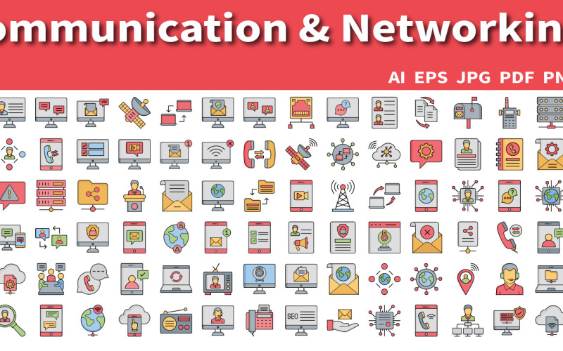 Icônes de communication et de réseautage | IA | PSE | SVG