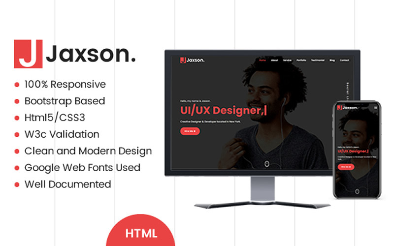Jaxson - Responsive Bootstrap 4 One-Page-Portfolio-Html-Vorlage