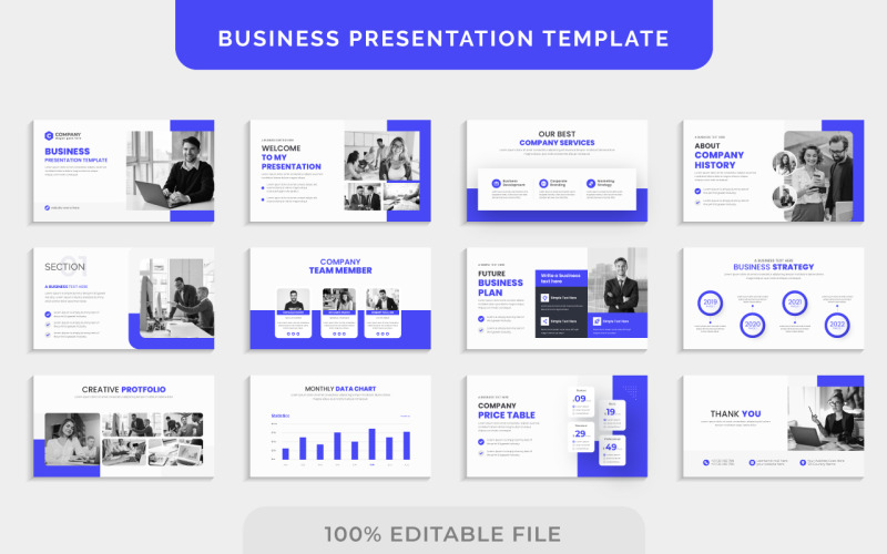 Modèle de présentation de diapositives d'agence de marketing d'entreprise d'entreprise créative moderne minimale
