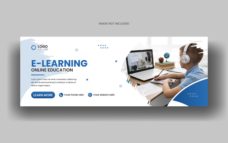 Plantilla de banner de portada de facebook de redes sociales de educación de aprendizaje digital