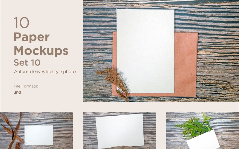 A5-Papier-Grußpapier-Mockup 10 Bilder mit Herbst-Thema-Set 10