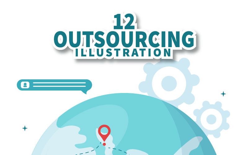 12 Illustrazione di affari di outsourcing