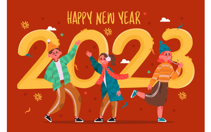 Ilustração de saudação de feliz ano novo 2023