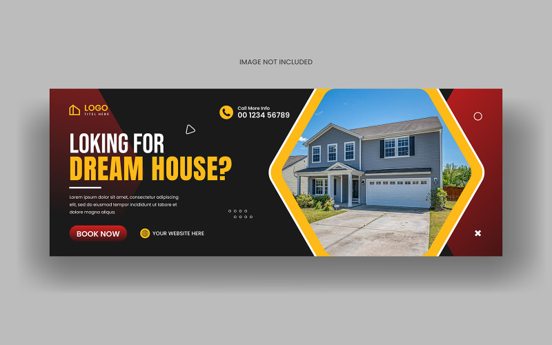 Prodej domů s nemovitostmi sociální média facebookový kryt a šablona webového banneru