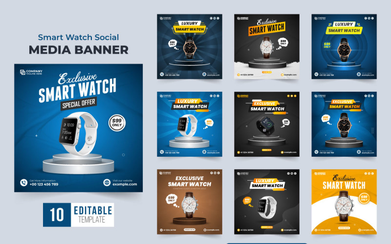 Smart watch social media post bundle