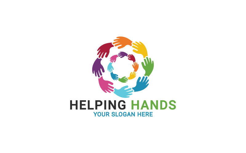 Логотип разнообразия и единения, шаблон логотипа Руки помощи