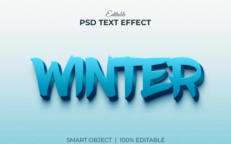 Maqueta de efecto de texto 3d editable de invierno