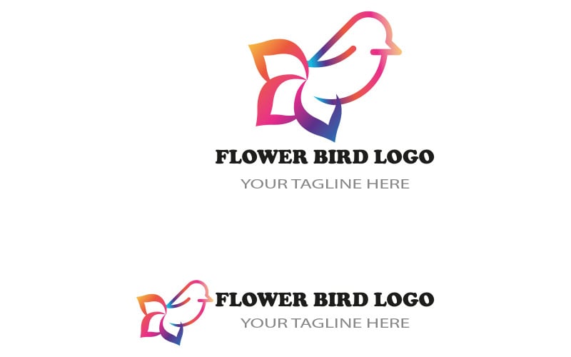 Plantilla de logotipo de pájaro de flores que coincide con todos los nombres