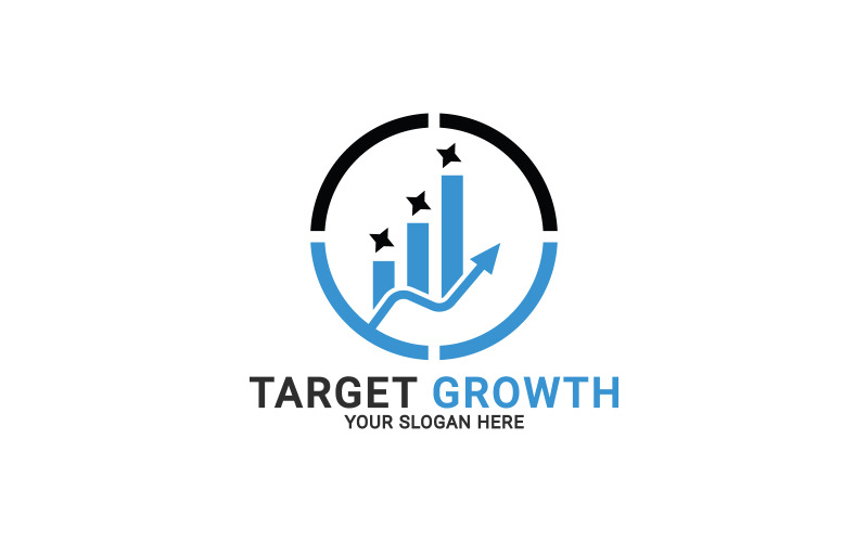 Target groei logo, bedrijfsdoel logo, opgroeien logo sjabloon