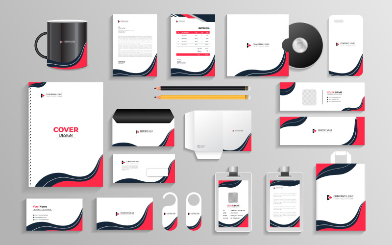 Vector Kantoorartikelen en Corporate branding identity Template voor industrieel