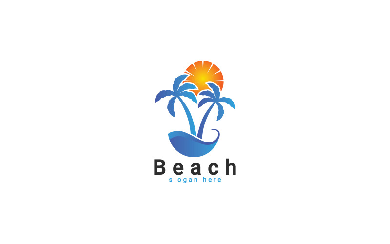 Free Beach Logo, Tropical Island Logo, Free Palm Tree summer Logo Template