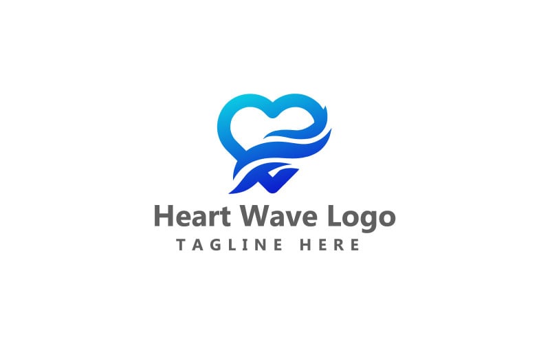 Hjärtvåglogotyp. Kärlek med Wave logotyp mall