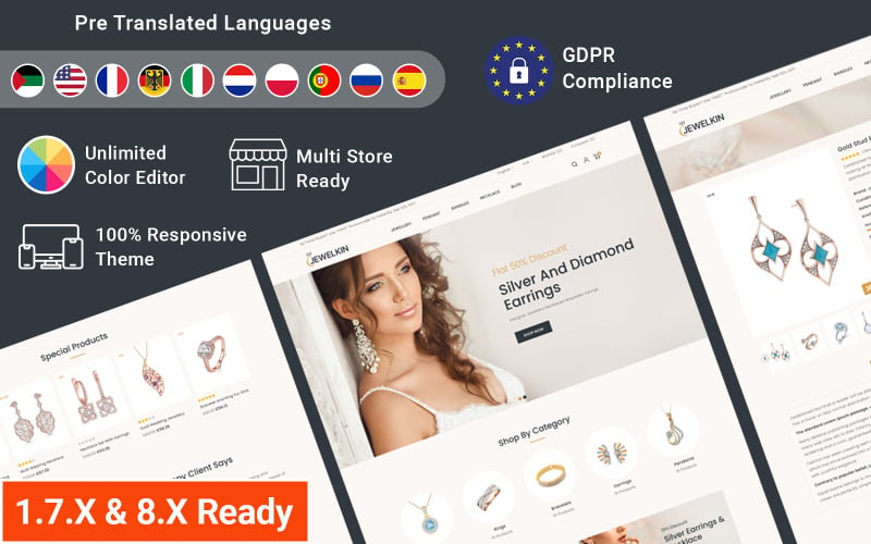 Jewelkin - Modernes Prestashop Responsive Theme für Juweliergeschäfte