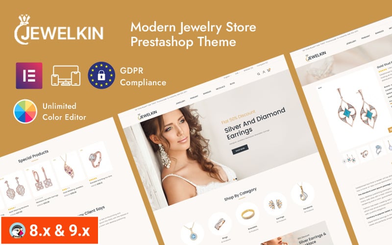 Jewelkin - сучасний ювелірний магазин Prestashop адаптивна тема