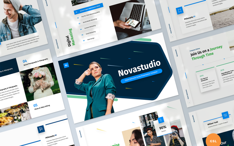 Kundens välkomstguide Presentation Google Slides-mall