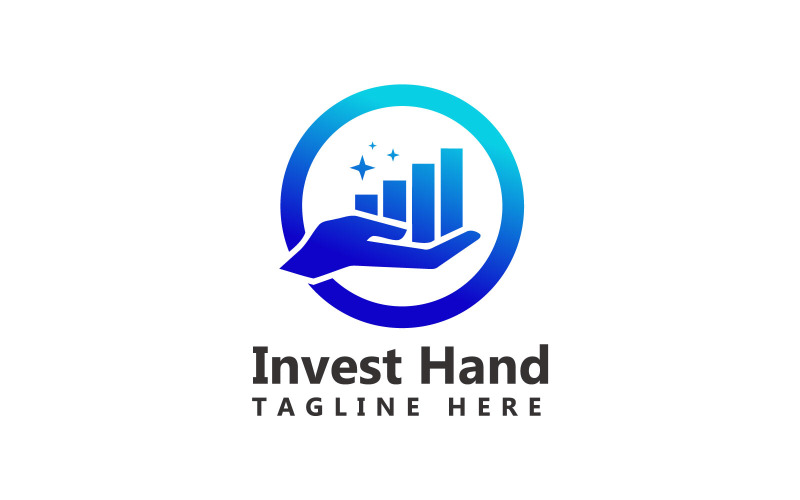 Logo della mano di investimento, modello di logo della mano di profitto